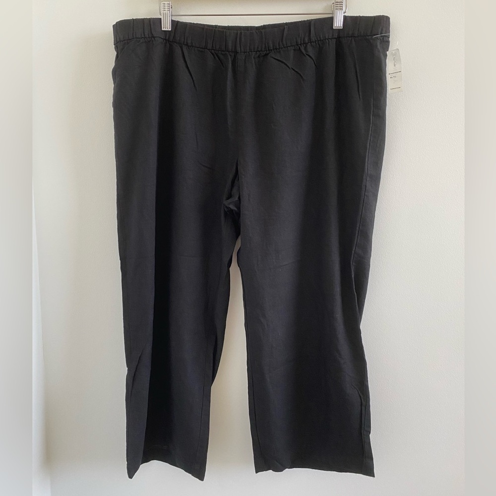 Old Navy Linen Blend Wide Leg Crop Pant In Blackjack Size XL New With Tag